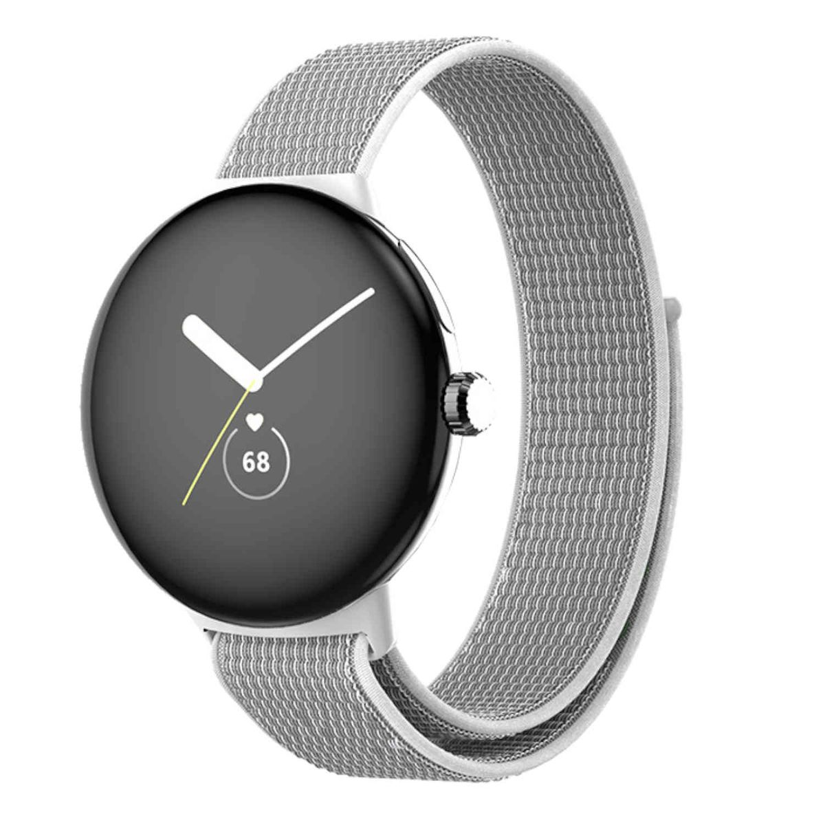 2, / + WIGENTO Design Band, 1 Google, Kunststoff Nylon Watch Pixel Grau/Weiß Ersatzarmband,