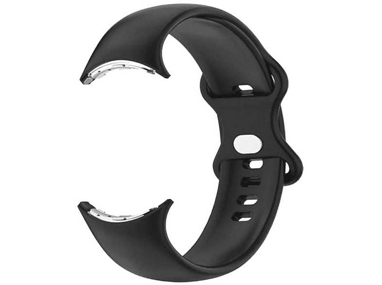 WIGENTO Kunststoff / Silikon Design Sport Band Größe S, Ersatzarmband, Google, Pixel Watch 1 + 2, Schwarz