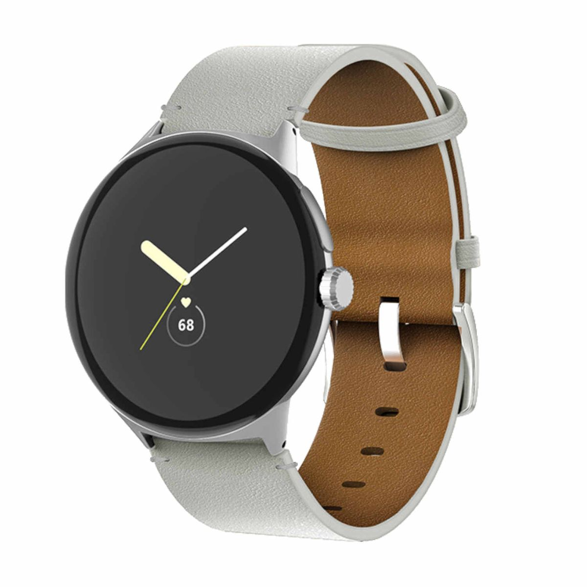 Echt 1 Weiß 2, Ersatzarmband, WIGENTO Design Google, + Pixel Watch Leder Band,