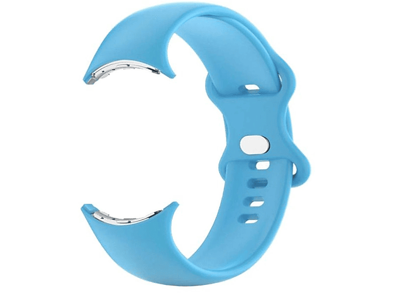 WIGENTO Kunststoff / Silikon Design Sport Band Größe S, Ersatzarmband, Google, Pixel Watch 1 + 2, Hellblau
