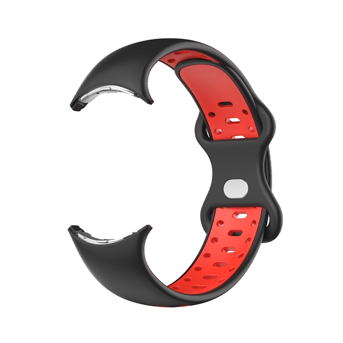 WIGENTO Kunststoff / Silikon Schwarz Band M, 2, Google, Watch Größe Pixel Ersatzarmband, 1 Sport / + Rot