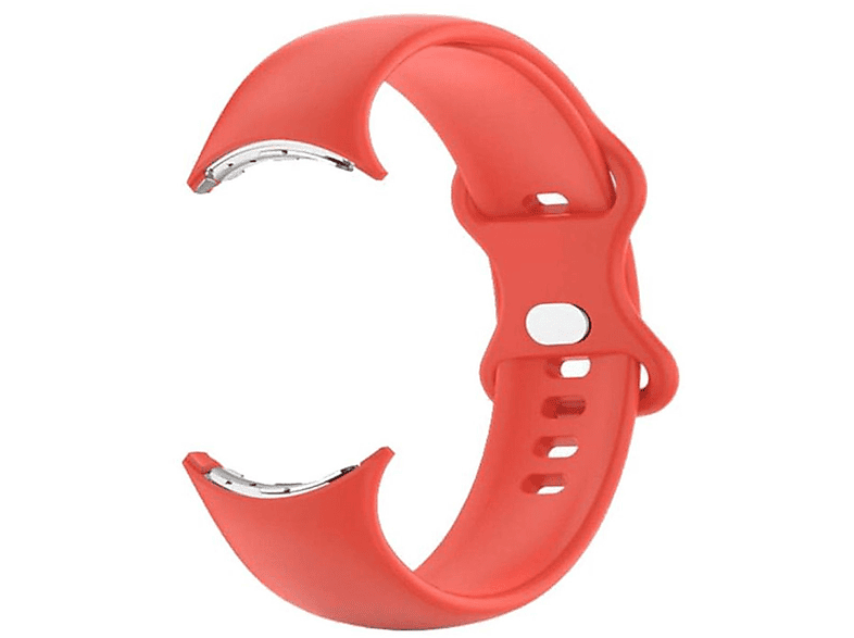 WIGENTO Kunststoff / Silikon Design Sport Band Größe L, Ersatzarmband, Google, Pixel Watch 1 + 2, Rot