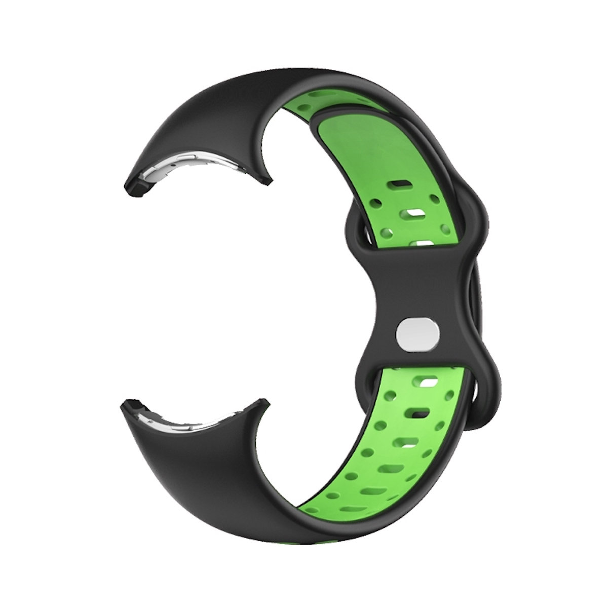 WIGENTO Kunststoff / Silikon Sport / Google, Größe Watch + Ersatzarmband, 1 Pixel L, Schwarz 2, Band Grün