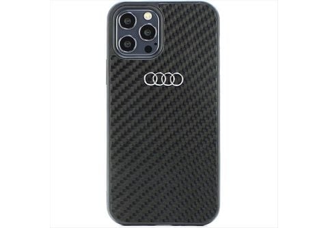 AUDI Carbon Faserstreifen Tasche Hülle, Backcover, Apple, iPhone 12 / 12  Pro, Schwarz