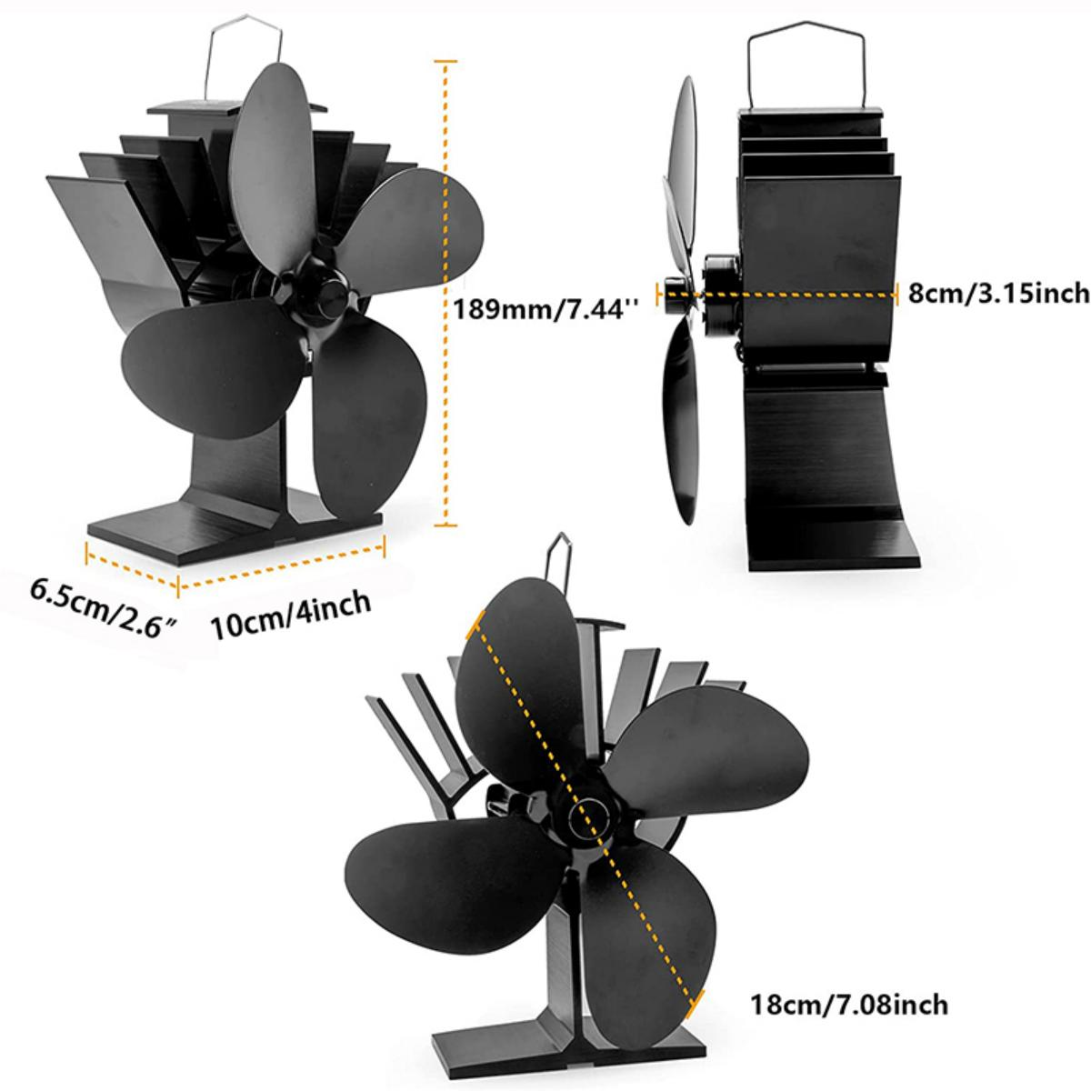 4 PROSCENIC Kaminofen Elektrischer schwarze Kaminventilator Flügel