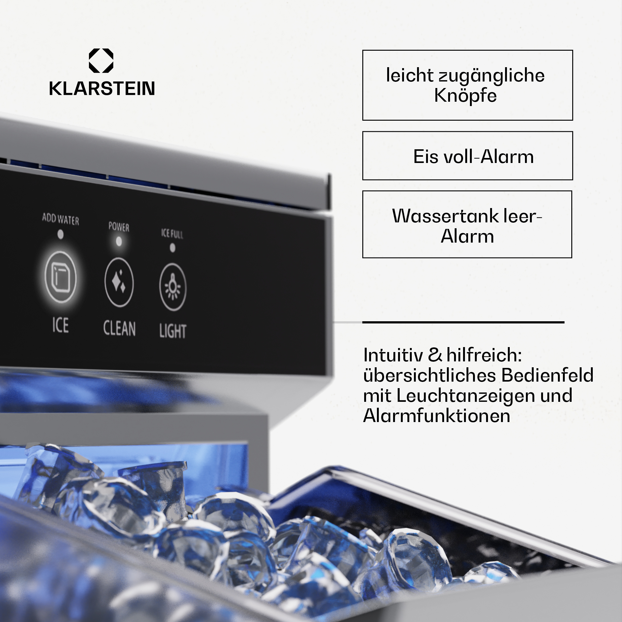 KLARSTEIN Ice Galet Eiswürfelmaschine (250 Edelstahl) Watt