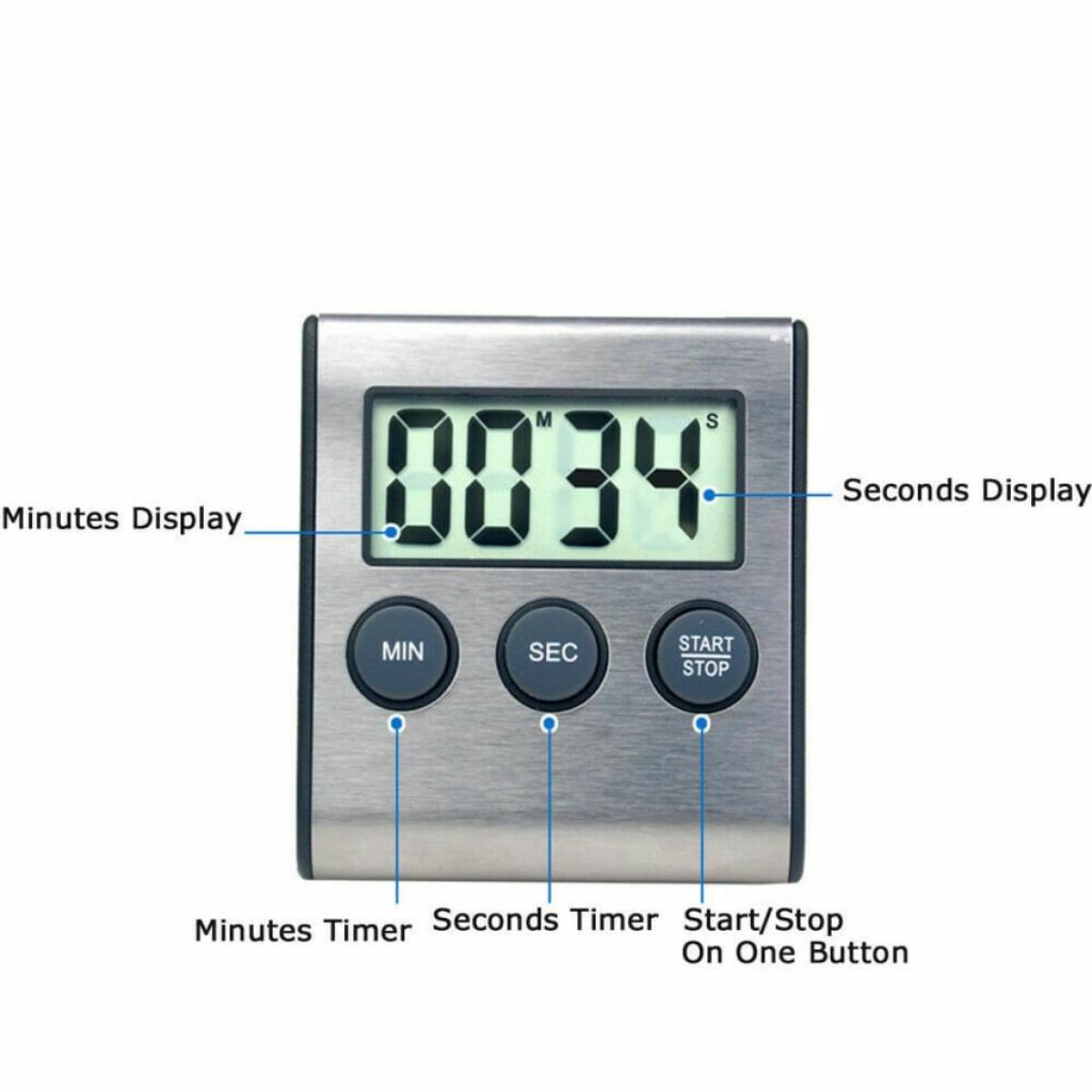 Digitaler Küchentimer mit Minuten, Sekunden und Start/Stopp-Tasten.