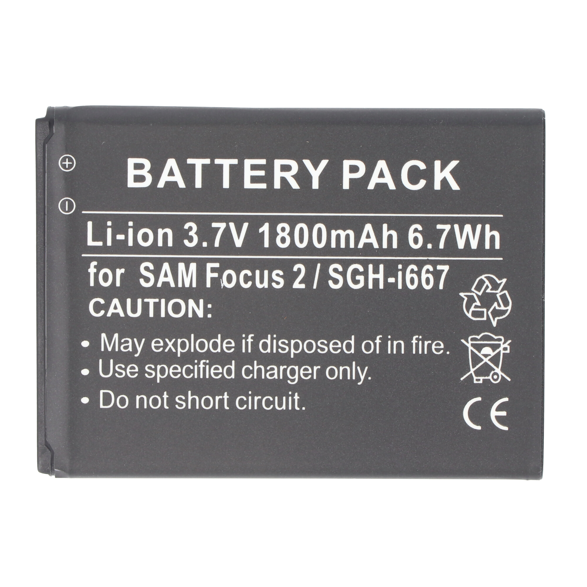 ACCUCELL Samsung Lithium-Ionen Li-Ion EB494865VA 2, Ersatz-Akku Handy-Akku, 1800 Focus - SGH-I667, mAh