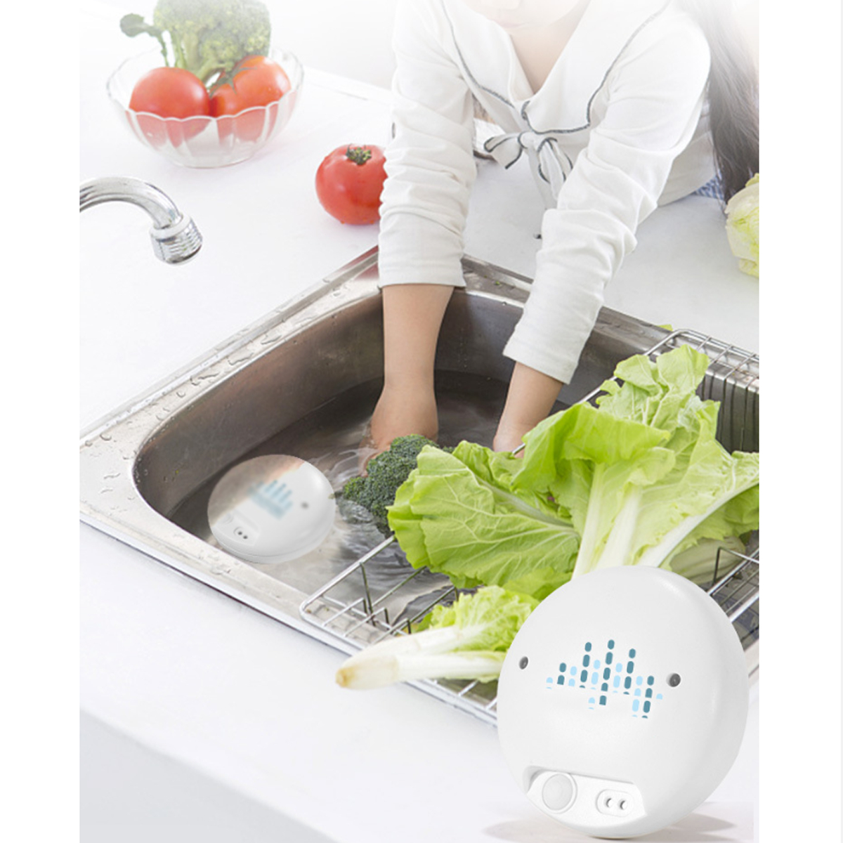 LACAMAX Pestizidrückständen, von wasserfeste Weiß Ultraschallreiniger, und Mini-Obst- Gemüsespender Entfernung - Elektrizität