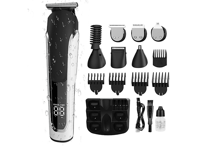 INF Wasserdichtes, kabelloses, vielseitiges Schwarz 5-in-1-Haarschneidegerät Haarschneider