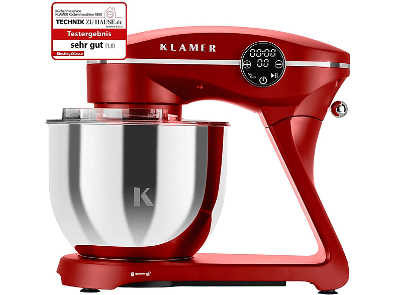 KLAMER Küchenmaschine - Rot Küchenmaschine Rot (1800 Watt)