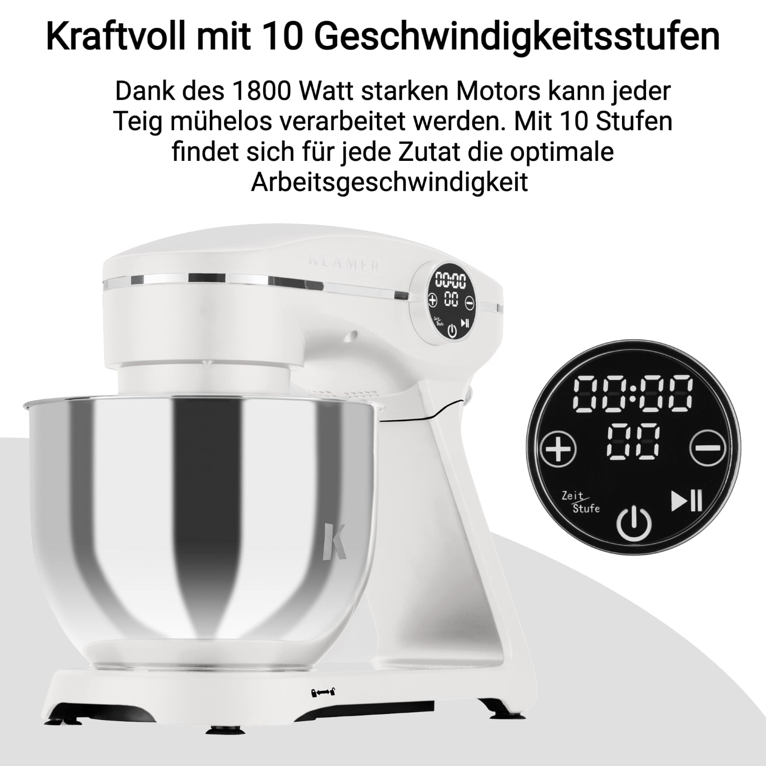 (1800 KLAMER Küchenmaschine - Weiss Weiß Watt) Küchenmaschine