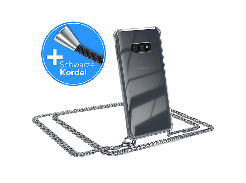 Samsung, extra Galaxy Kordel Metall EAZY Silber S10e, Schwarz, Umhängetasche, Handykette CASE +