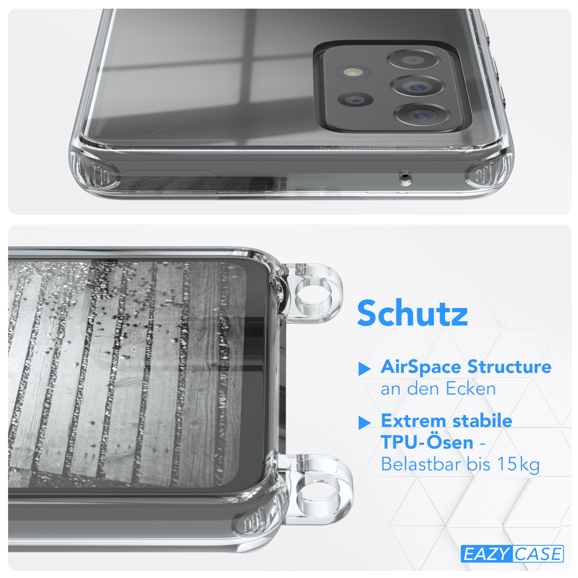 / Schwarz, 5G A52 Samsung, EAZY extra Handykette 5G, Kordel Galaxy + A52 Silber Metall A52s / CASE Umhängetasche,