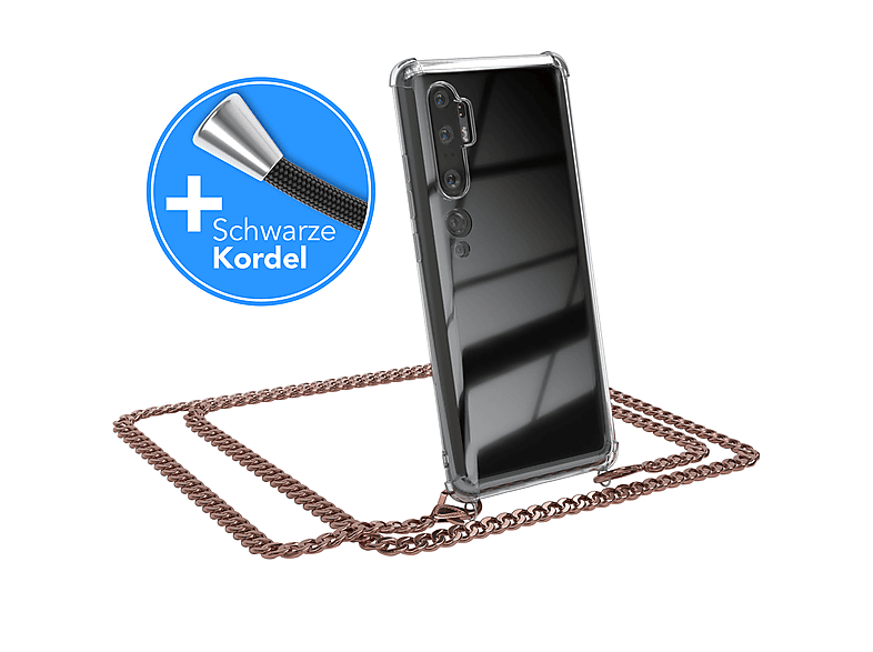 EAZY CASE Handykette Metall + extra Kordel Schwarz, Umhängetasche, Xiaomi, Mi Note 10 / Mi Note 10 Pro, Rose