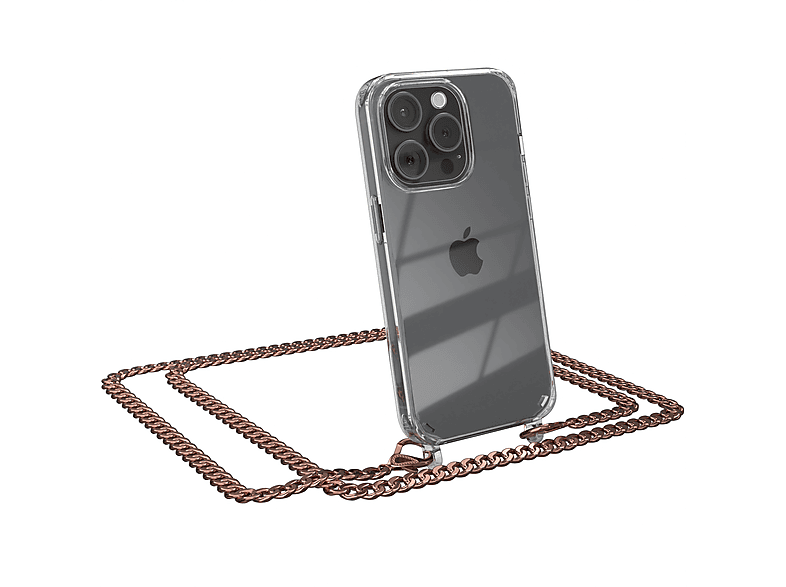 Metall Pro, Apple, Umhängetasche, EAZY Handykette CASE extra Rose Kordel Schwarz, + iPhone 15