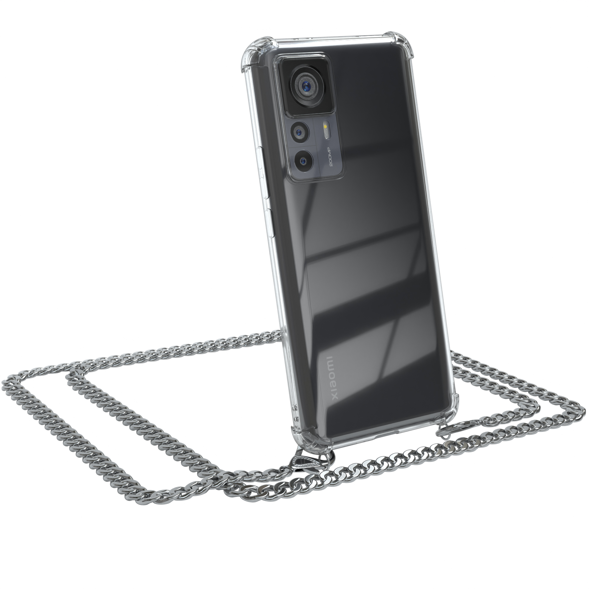 Metall CASE extra EAZY Umhängetasche, Schwarz, / 12T Silber Kordel Handykette Xiaomi, + Pro, 12T
