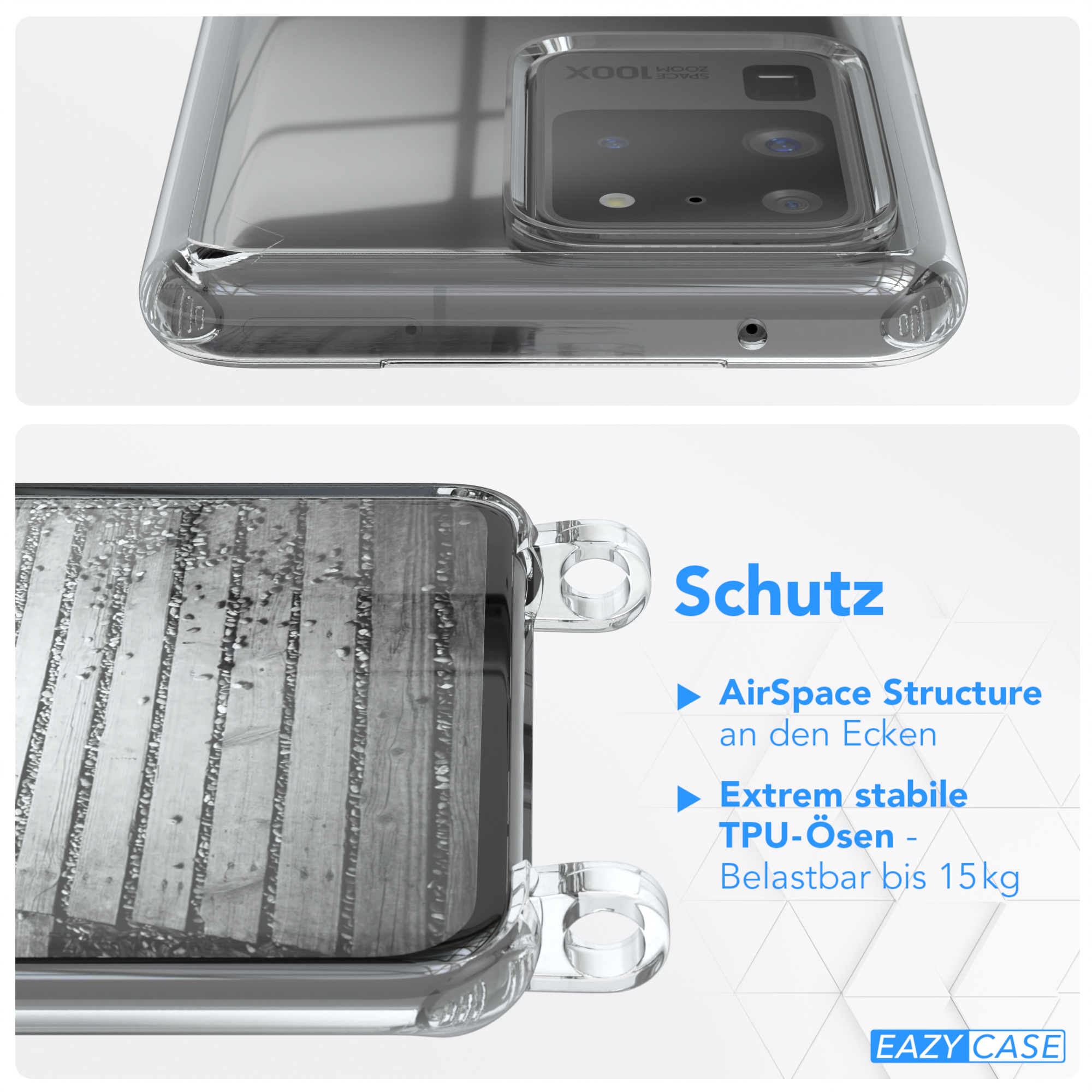 EAZY CASE Handykette Schwarz, / Galaxy extra 5G, + Kordel Samsung, S20 Metall Umhängetasche, Ultra Silber Ultra S20