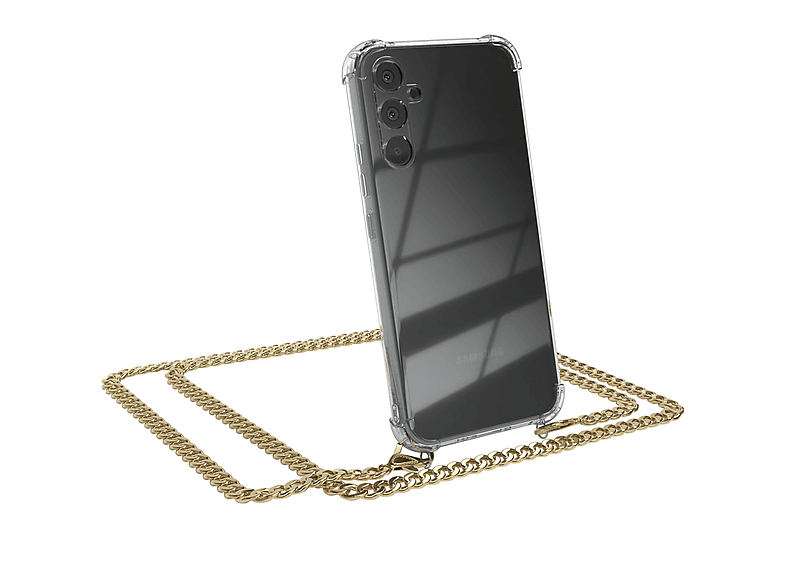 EAZY CASE Handykette Umhängetasche, Metall Schwarz, extra Gold + Galaxy A34, Kordel Samsung