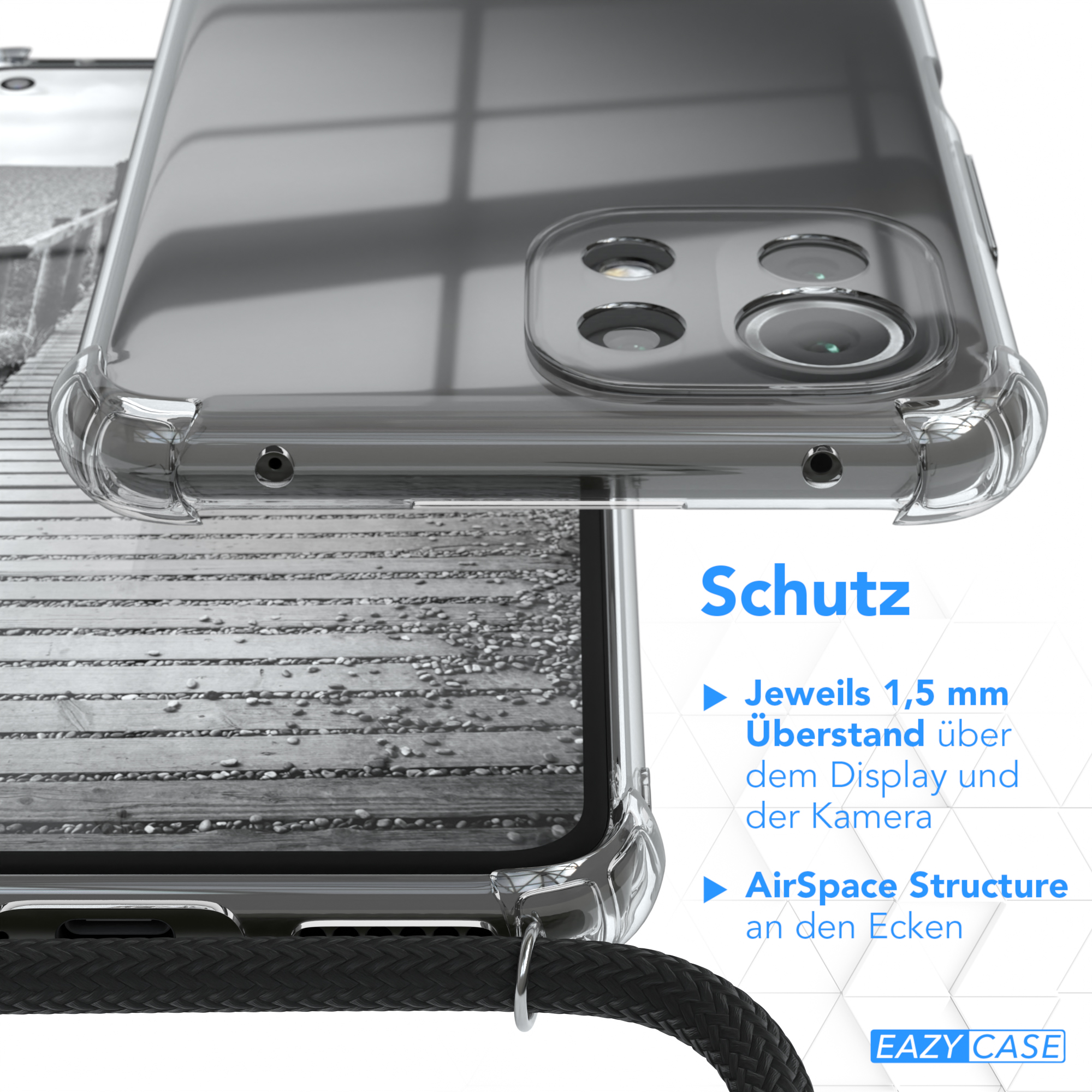 Lite 5G Lite Metall / Silber EAZY Umhängetasche, extra Kordel Xiaomi, + NE, Mi Schwarz, / 11 5G 11 CASE Handykette