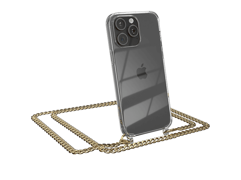 EAZY CASE Apple, 15 Kordel Pro iPhone extra Metall Schwarz, + Umhängetasche, Gold Handykette Max