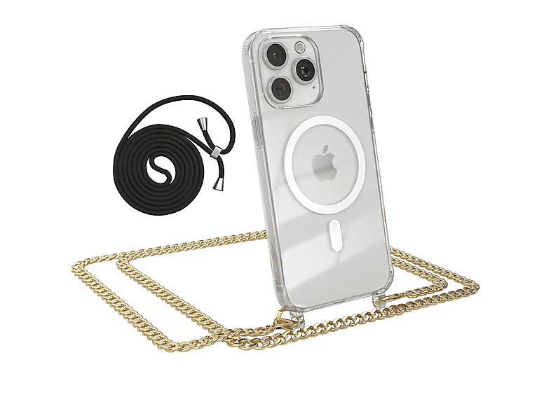 EAZY CASE + Gold extra Umhängetasche, Pro 15 iPhone Magsafe Kordel Handykette Apple, Schwarz, Max