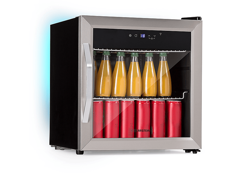 KLARSTEIN Coachella 50 Mini-Kühlschrank (E, 51 cm hoch, Edelstahl) | Mini Kühlschrank
