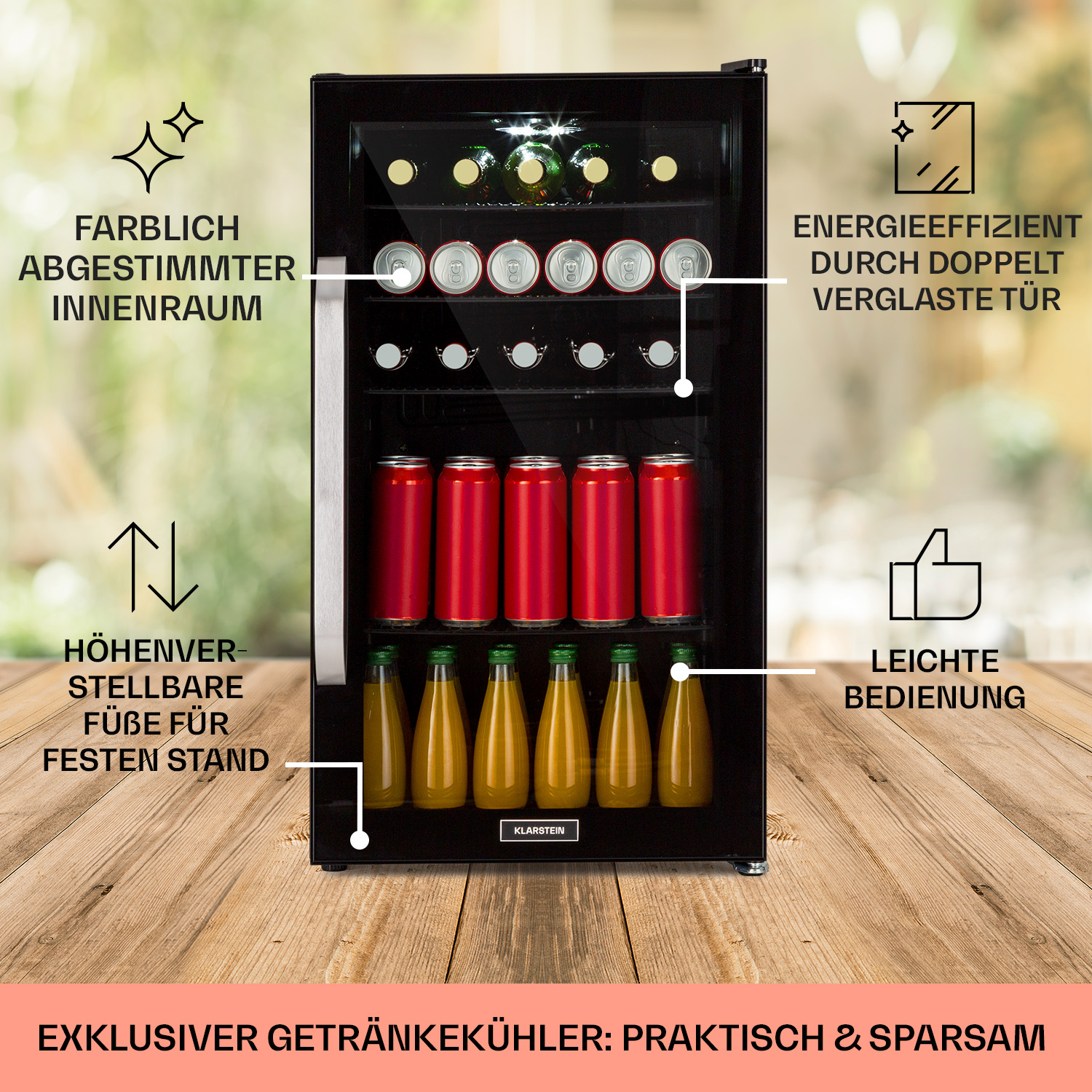 Mini-Kühlschrank KLARSTEIN hoch, Beersafe 3XL cm (F, 83 Onyx)