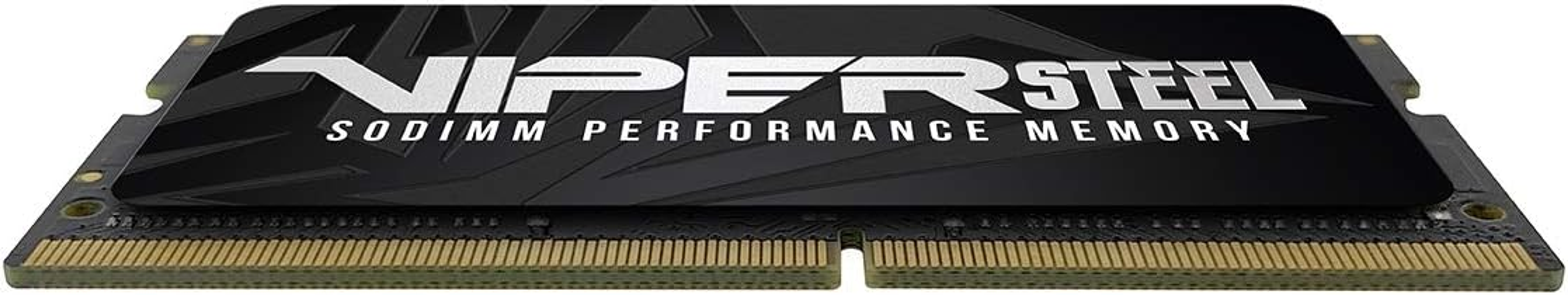 Czarny i srebrny moduł RAM ze słowami VIPER STEEL i SODIMM PERFORMANCE MEMORY.