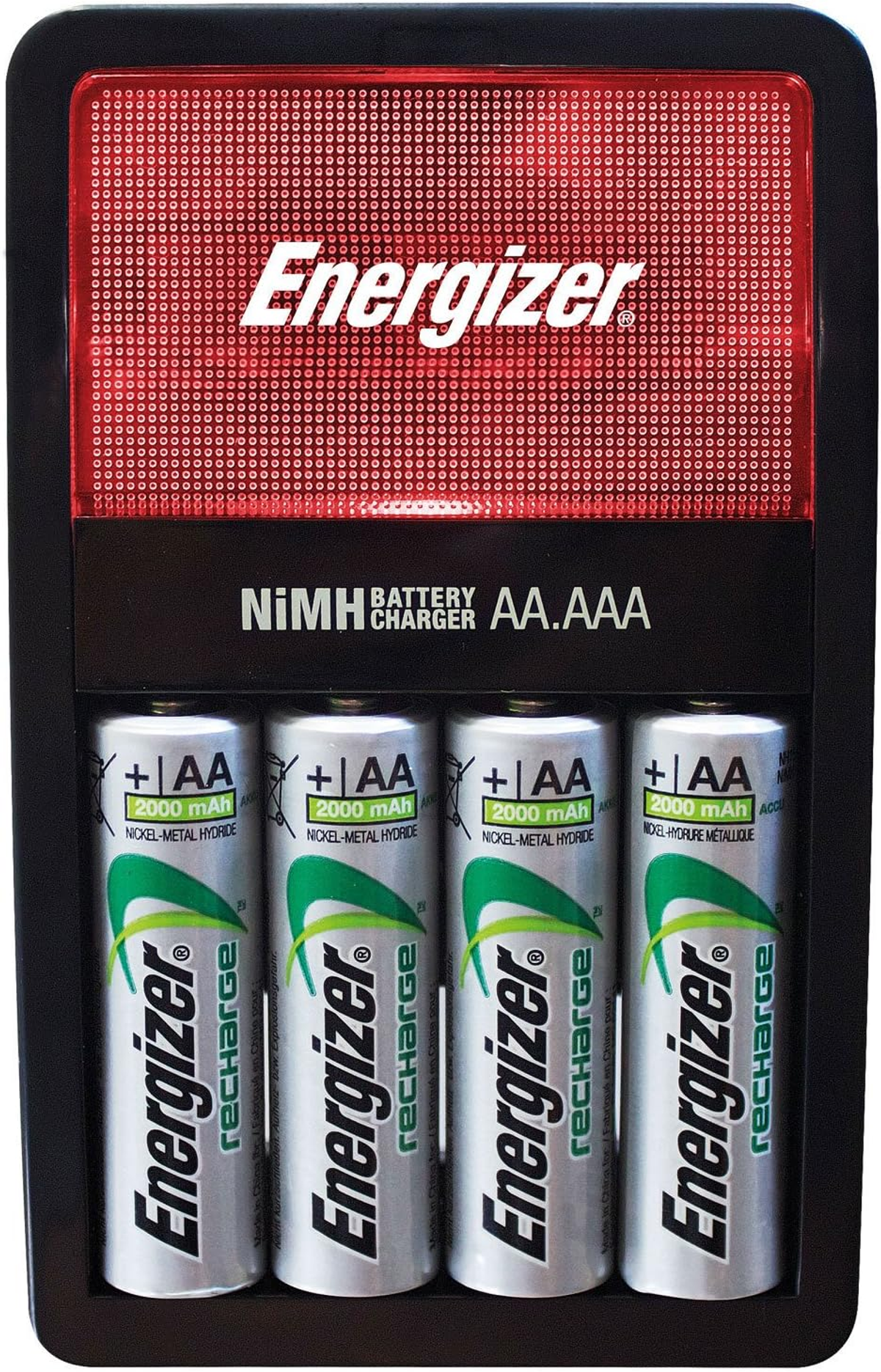 Energizer Batterieladegerät mit AA- und AAA-Akkus darin.