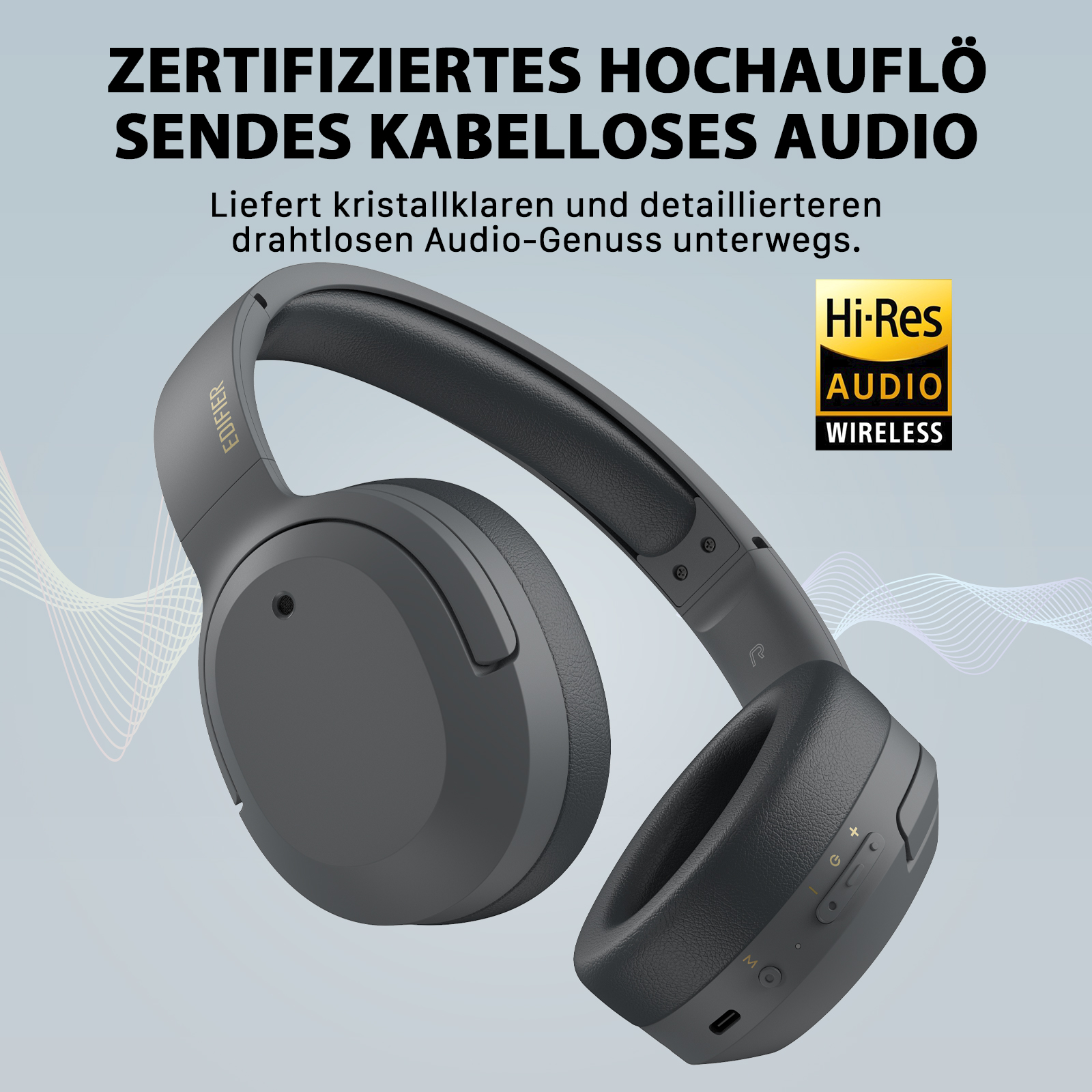 grau W820NB EDIFIER Bluetooth-Kopfhörer Bluetooth Over-ear Plus,