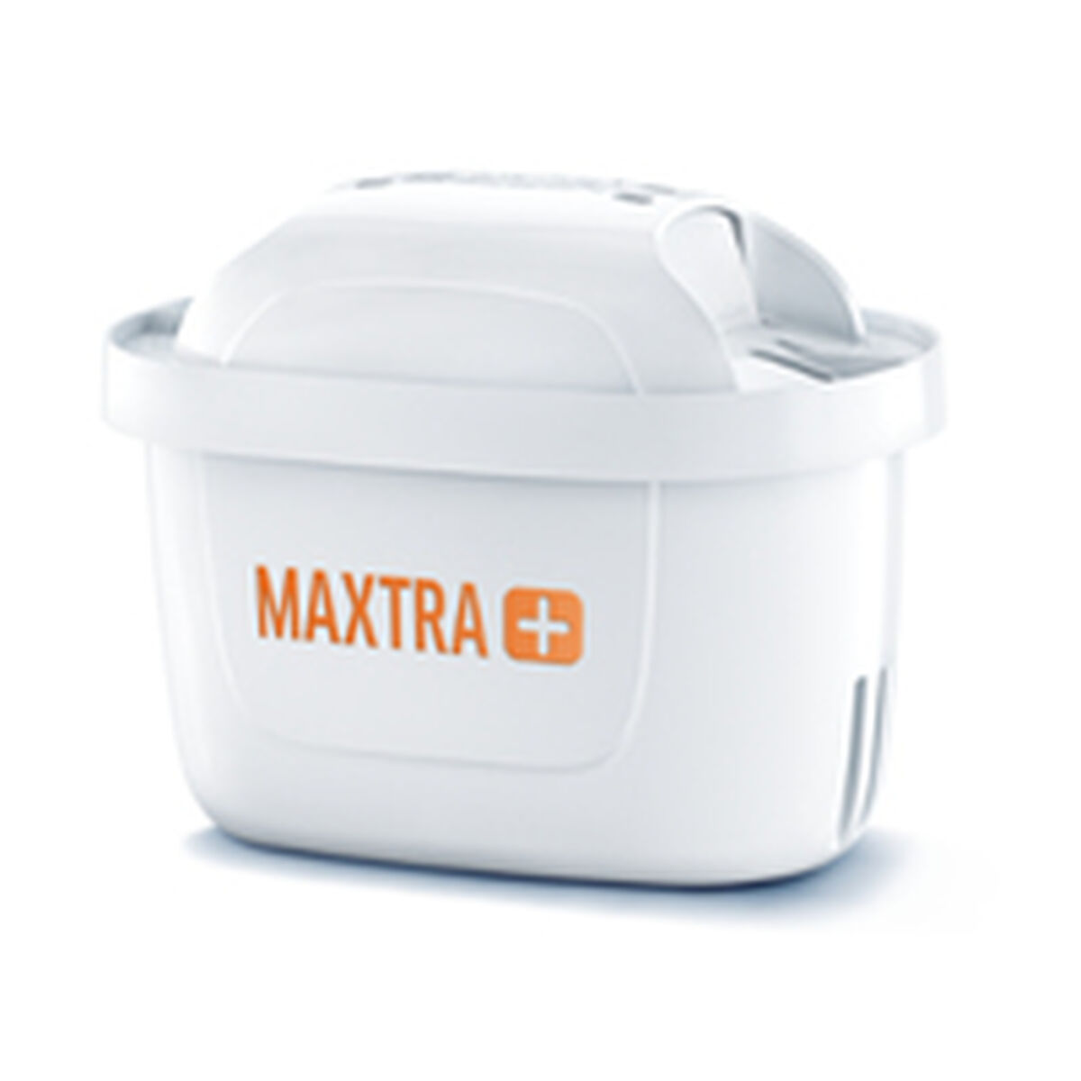Filtro per l'acqua bianco con il nome MAXTRA+.