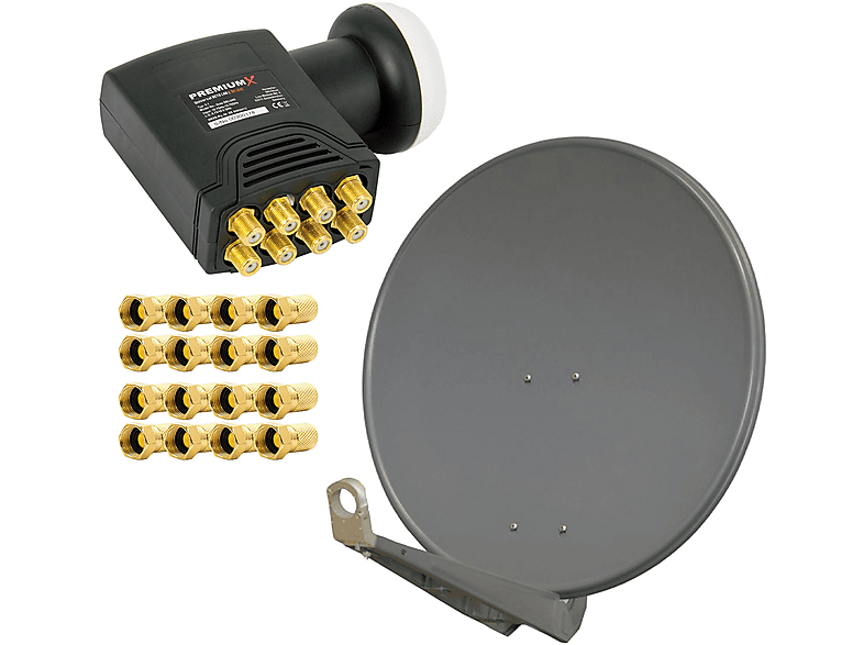 Sat DELUXE85 Offset Antenne Anthrazit DELUXE 85 Octo HDTV Octo Aluminium Sat in Anlage cm, cm PREMIUMX LNB 4K Satellitenantenne LNB) (85