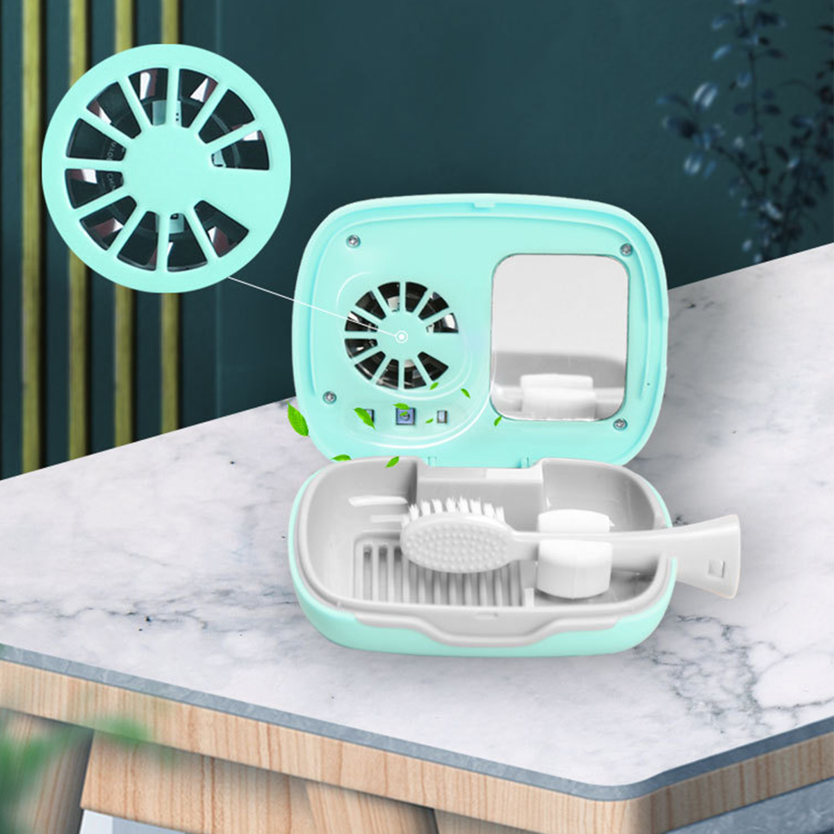 Zahnbürsten-Sterilisator und Hellgrün BRIGHTAKE - Tragbare UVC-Zahnbürstensterilisator Reinigung Effektive