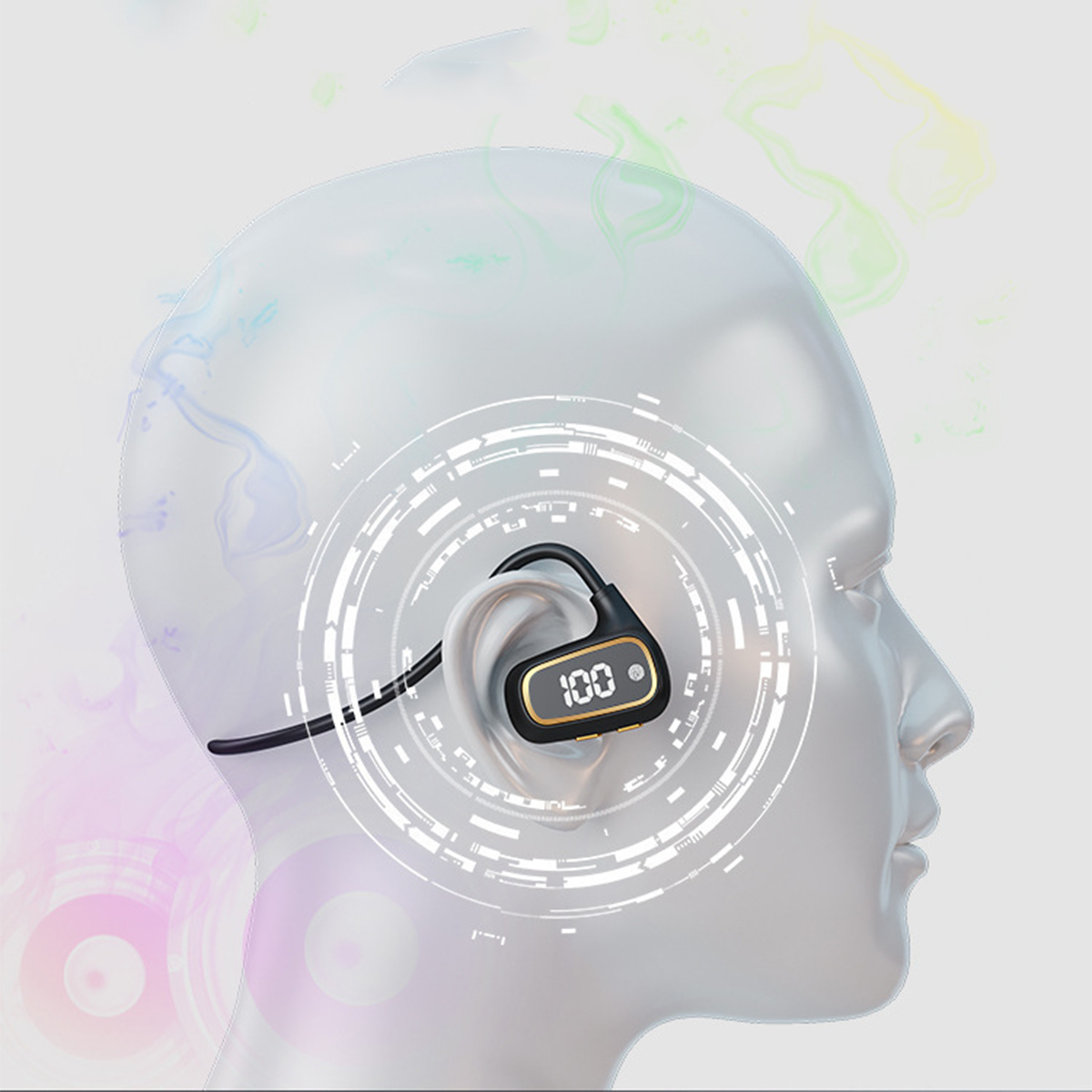- Neckband Knochenleitung Bluetooth-Kopfhörer Sportlich & Wireless, Kopfhörer Weiß BRIGHTAKE Leicht,
