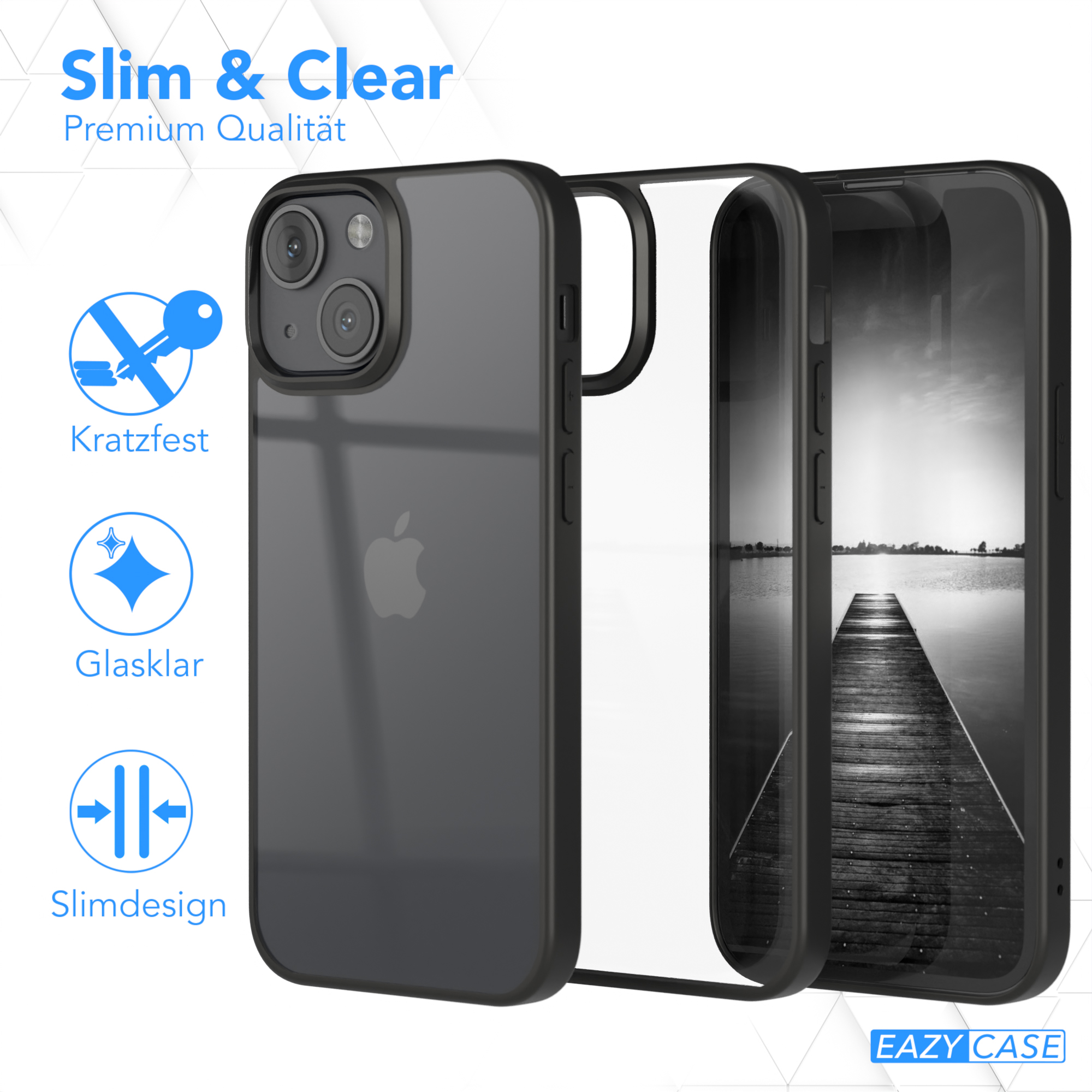 Eine Handyhülle mit einem iPhone-Modell, das schlankes Design und kratzfeste Eigenschaften zeigt.
