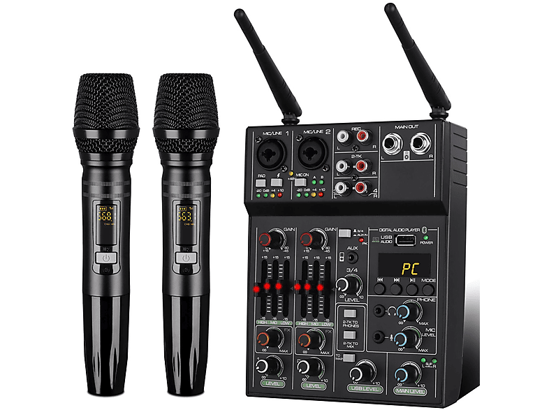 BRIGHTAKE Mixer mit Bluetooth Karaoke Mikrofon, hohe Empfindlichkeit