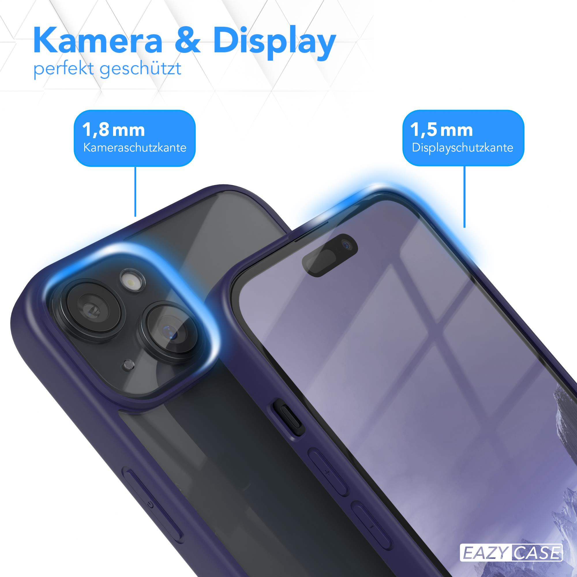 Zwei Telefone in Hüllen. Eines dunkelblau, eines schwarz. Zeigt Kamera- und Displayschutz.