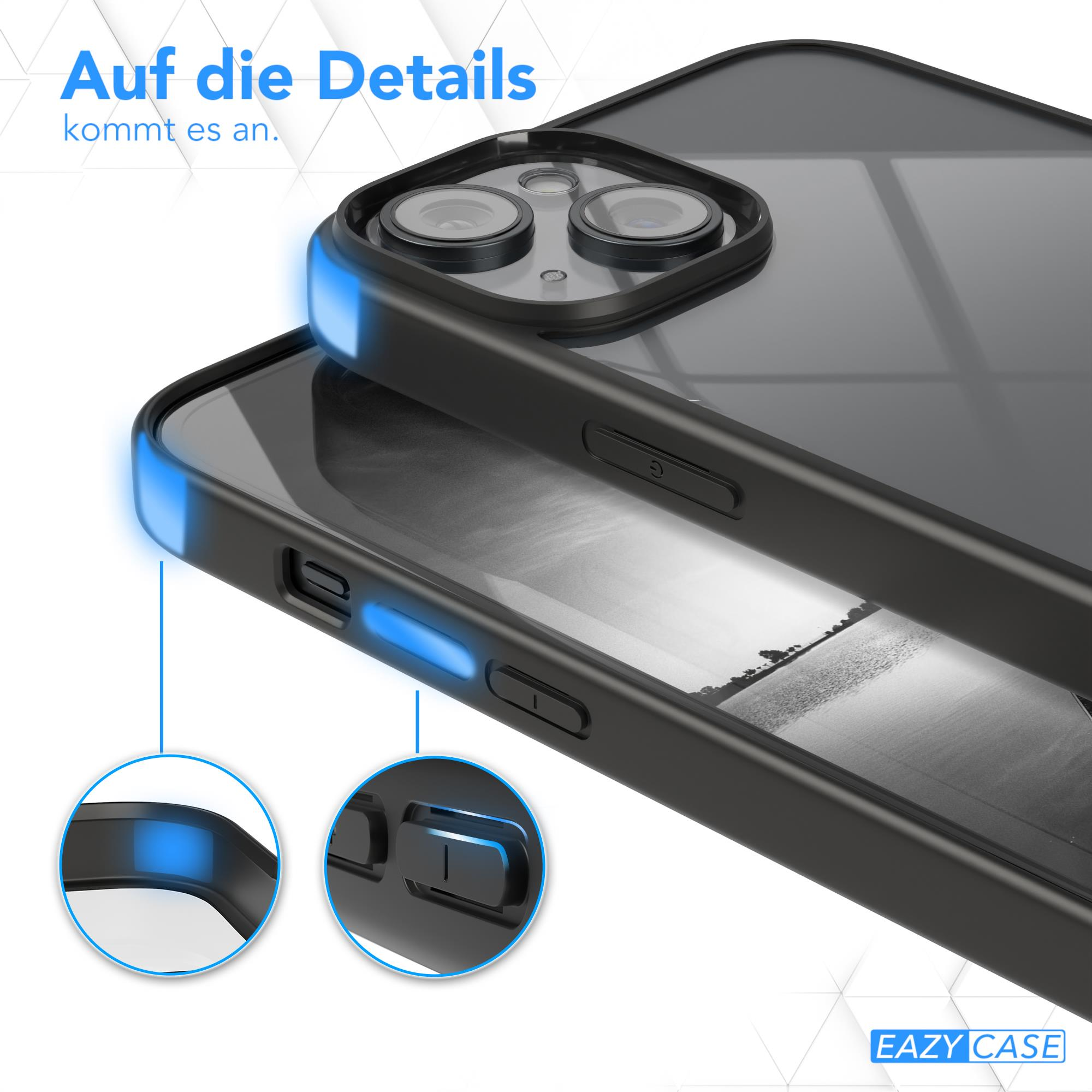 Eine Handyhülle mit schwarzem Rahmen und transparentem Rückenteil.