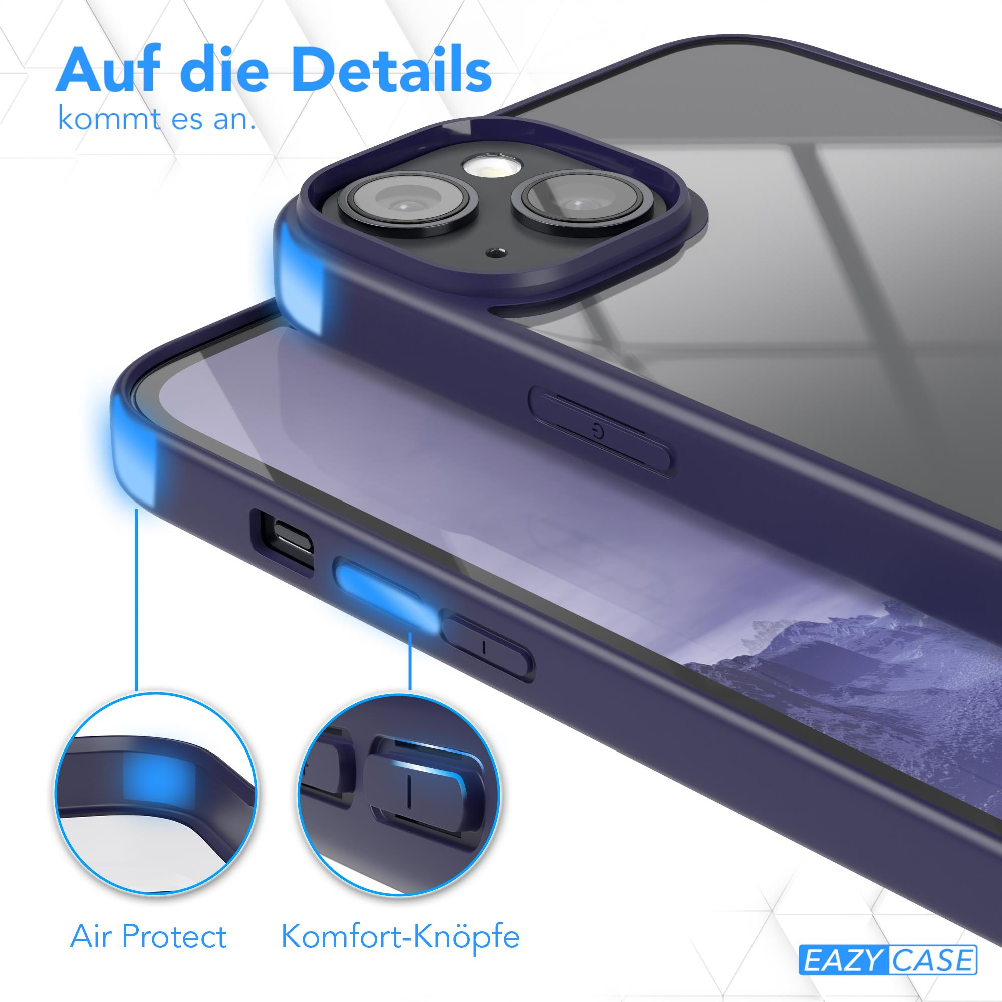 Nahaufnahme einer dunkelblauen Handyhülle mit Luftschutz und Komforttasten.