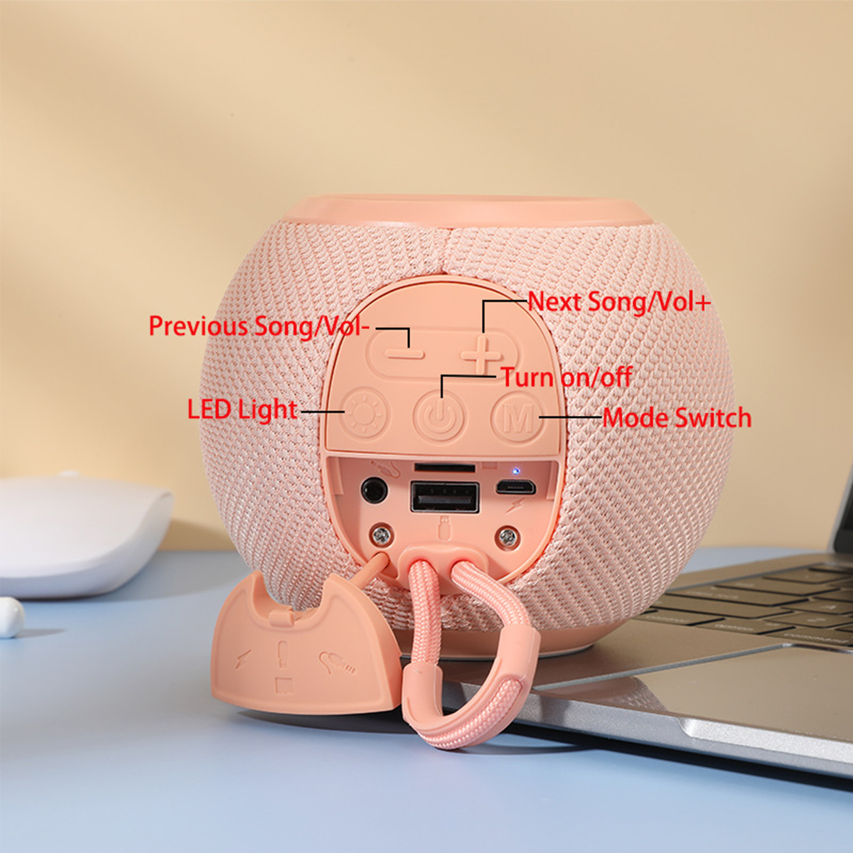 Orange Subwoofer Lichter Stoff Bluetooth-Lautsprecher, BRIGHTAKE Bluetooth-Lautsprecher Farben Outdoor Plug-in Portable Sieben Wireless