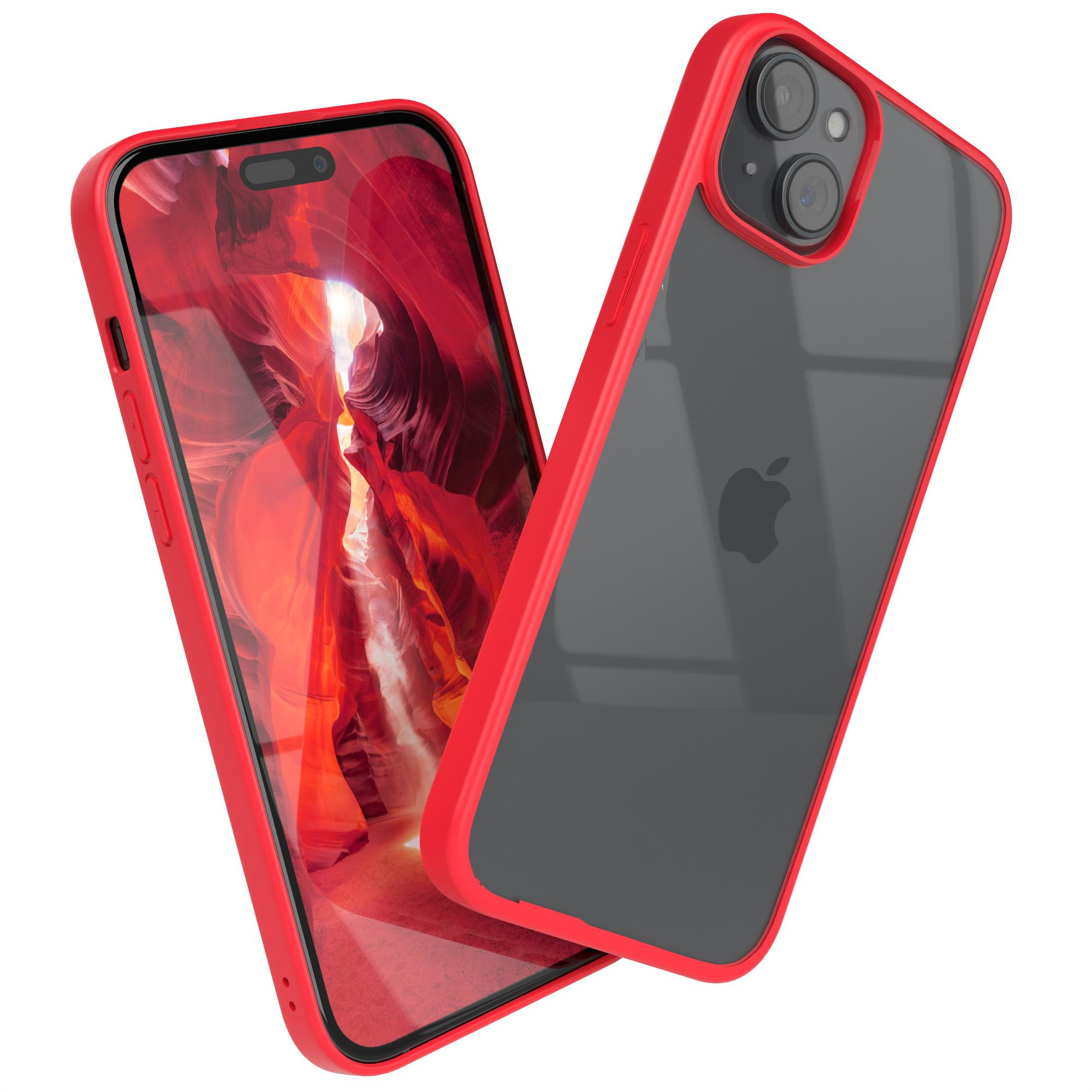 Zwei Telefone, eines mit rotem Gehäuse und einem Canyon-Bild auf dem Bildschirm.