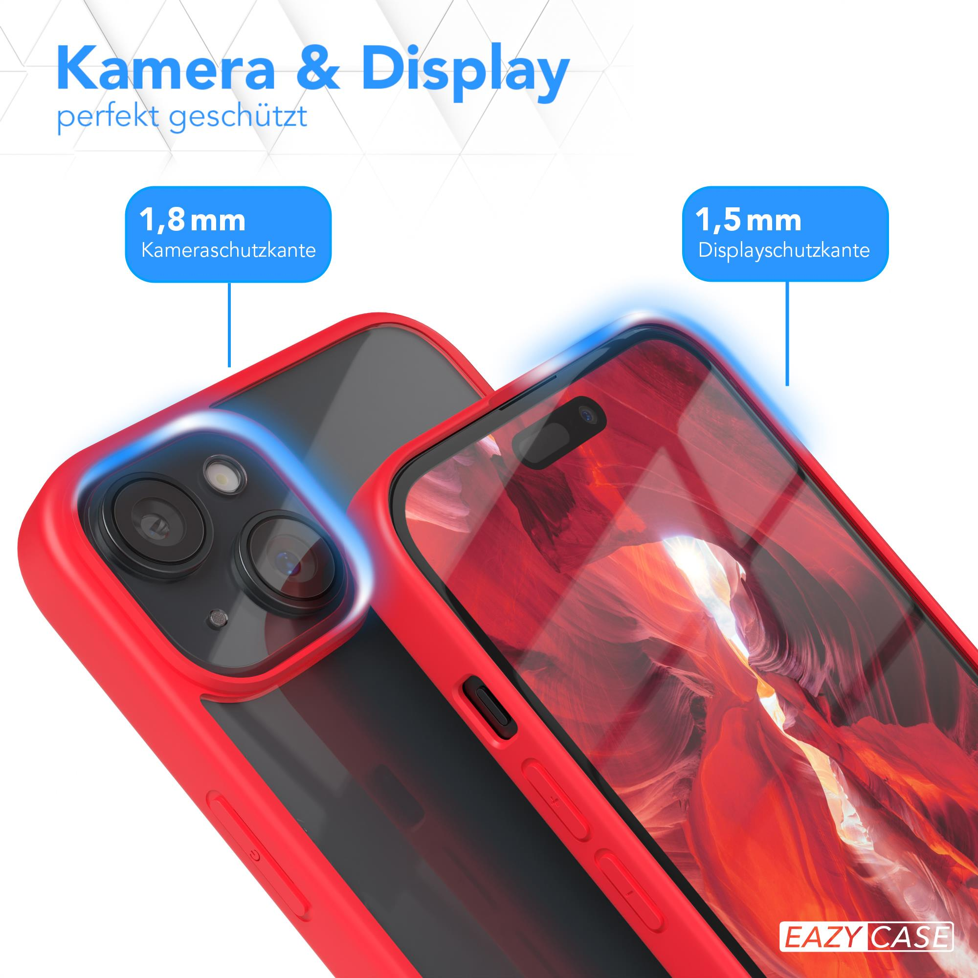 Zwei rote Handyhüllen gestapelt. Text gibt 1,8mm und 1,5mm Dicke für Kamera und Display an.