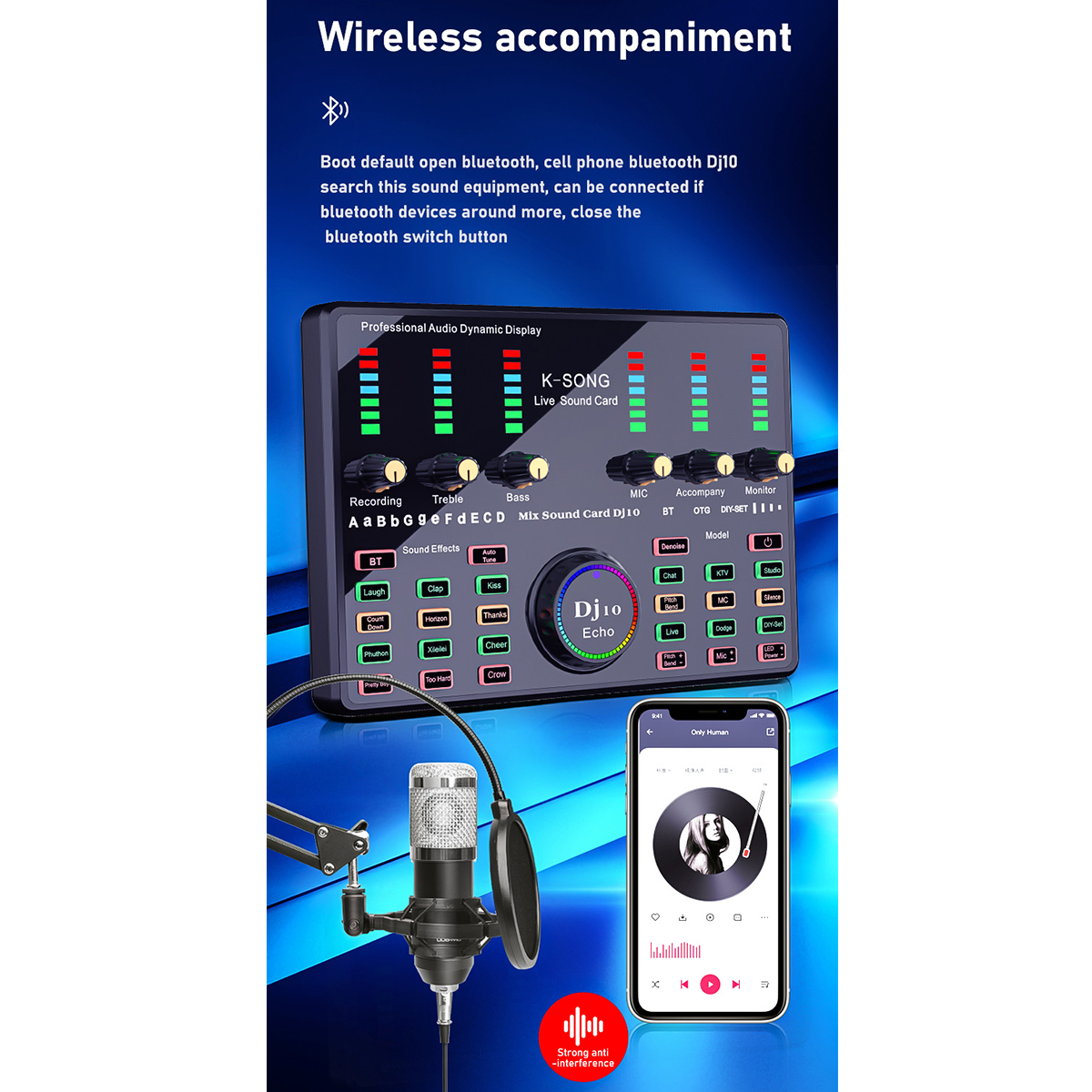 BRIGHTAKE Live-Streaming-Soundkarte: Profi-Mikrofon, Bluetooth-Kompatibilität Soundkarte Universalset, 