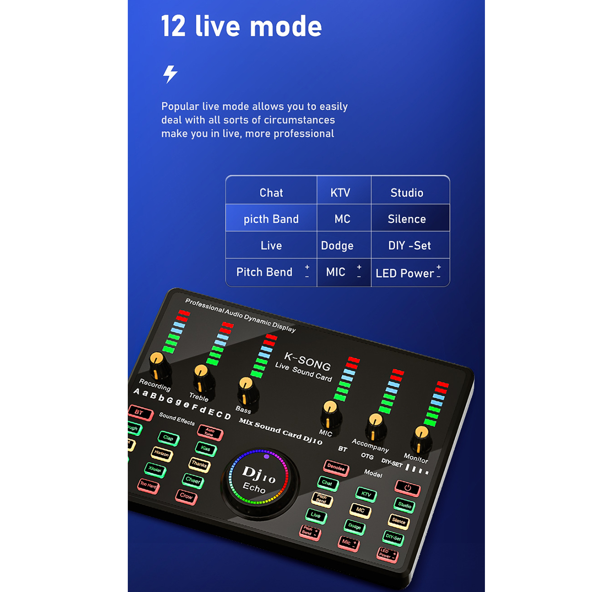 BRIGHTAKE Live-Streaming-Soundkarte: Profi-Mikrofon, Bluetooth-Kompatibilität Soundkarte Universalset, 