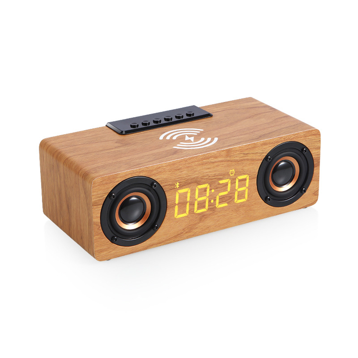 Holzdesign - Bluetooth Clock Lautsprecher Gelb USB TF-Kartenunterstützung Charging Wireless Bluetooth-Lautsprecher, & - BRIGHTAKE