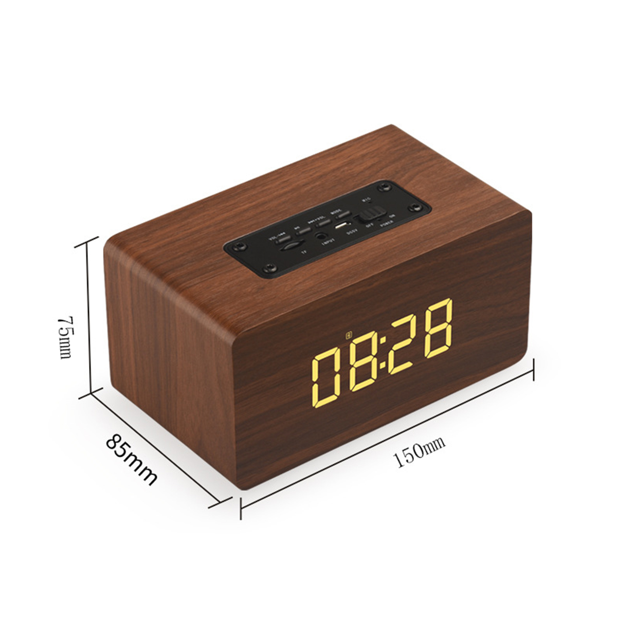 BRIGHTAKE Bluetooth & Braun Holzdesign - Lautsprecher - Alarm Uhrfunktion Wecker Bluetooth-Lautsprecher