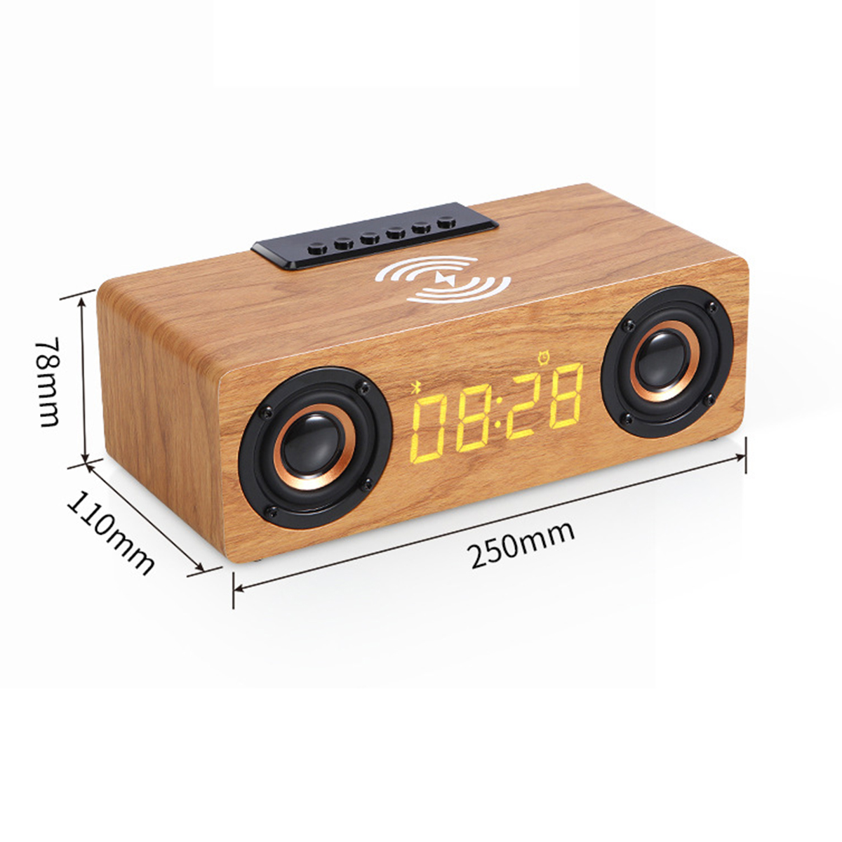 Holzdesign - Bluetooth Clock Lautsprecher Gelb USB TF-Kartenunterstützung Charging Wireless Bluetooth-Lautsprecher, & - BRIGHTAKE