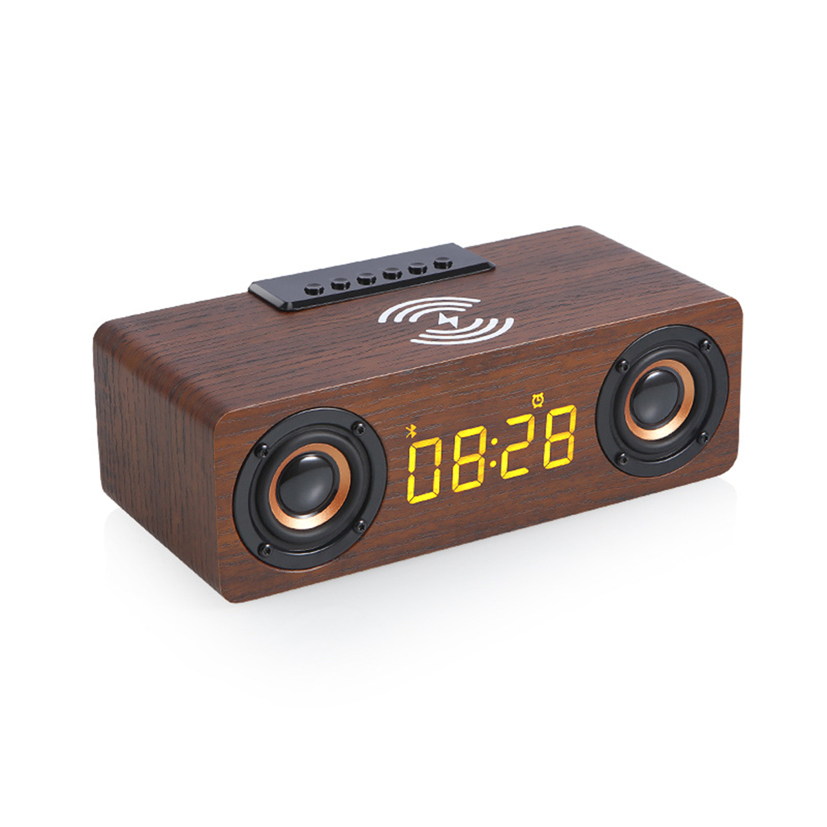 - Bluetooth Clock Lautsprecher TF-Kartenunterstützung - Bluetooth-Lautsprecher, Braun Holzdesign Charging USB & Wireless BRIGHTAKE