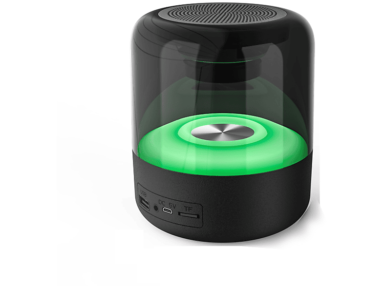 BRIGHTAKE Bluetooth Lautsprecher mit sieben Farblichtern, Subwoofer und Sprachansagen Bluetooth-Lautsprecher, Schwarz